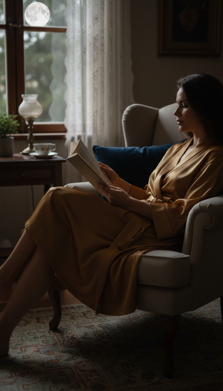 Luxury Lounge Robe - Gold in use