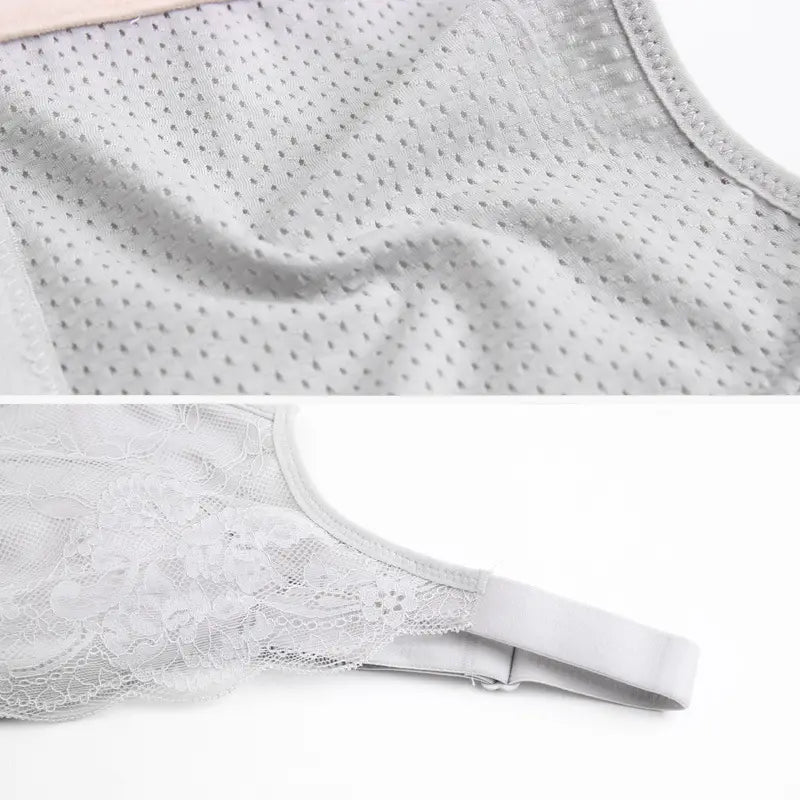 Light Gray Lace Bra with Adjustable Straps Large Size