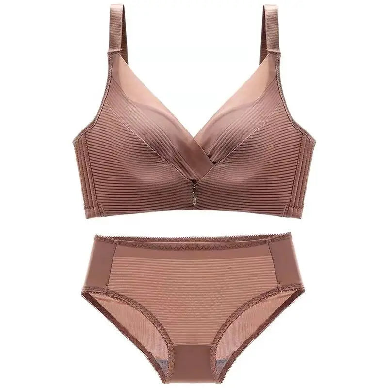 Women Bra Set Adjustable Pink Winter Comfort