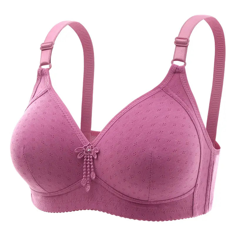 Pink Anti-Sagging Bra for Plus Size Comfortable Daily Wear
