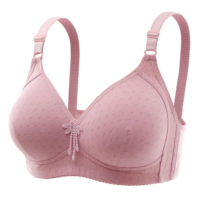 Pink Anti-Sagging Bra for Plus Size Comfortable Daily Wear
