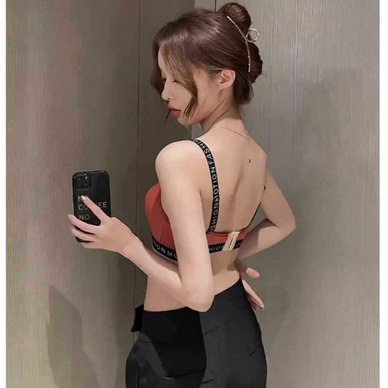 Red Letter Shoulder Bra for Women, Anti-Sag, No Steel Rings