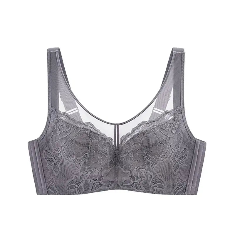 Gray-Purple Lace Bra for Pakistani Women with Larger Busts