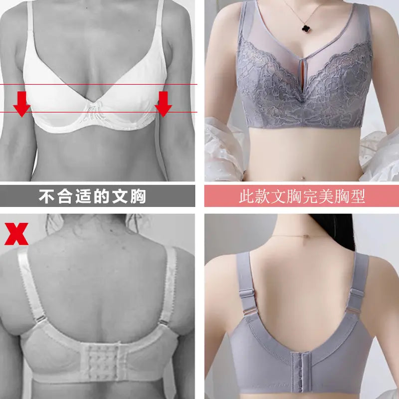 Black Lace Bra for Women with Adjustable Straps