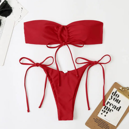 2023 Split Triangle Bikini Set Multicolor Strapless