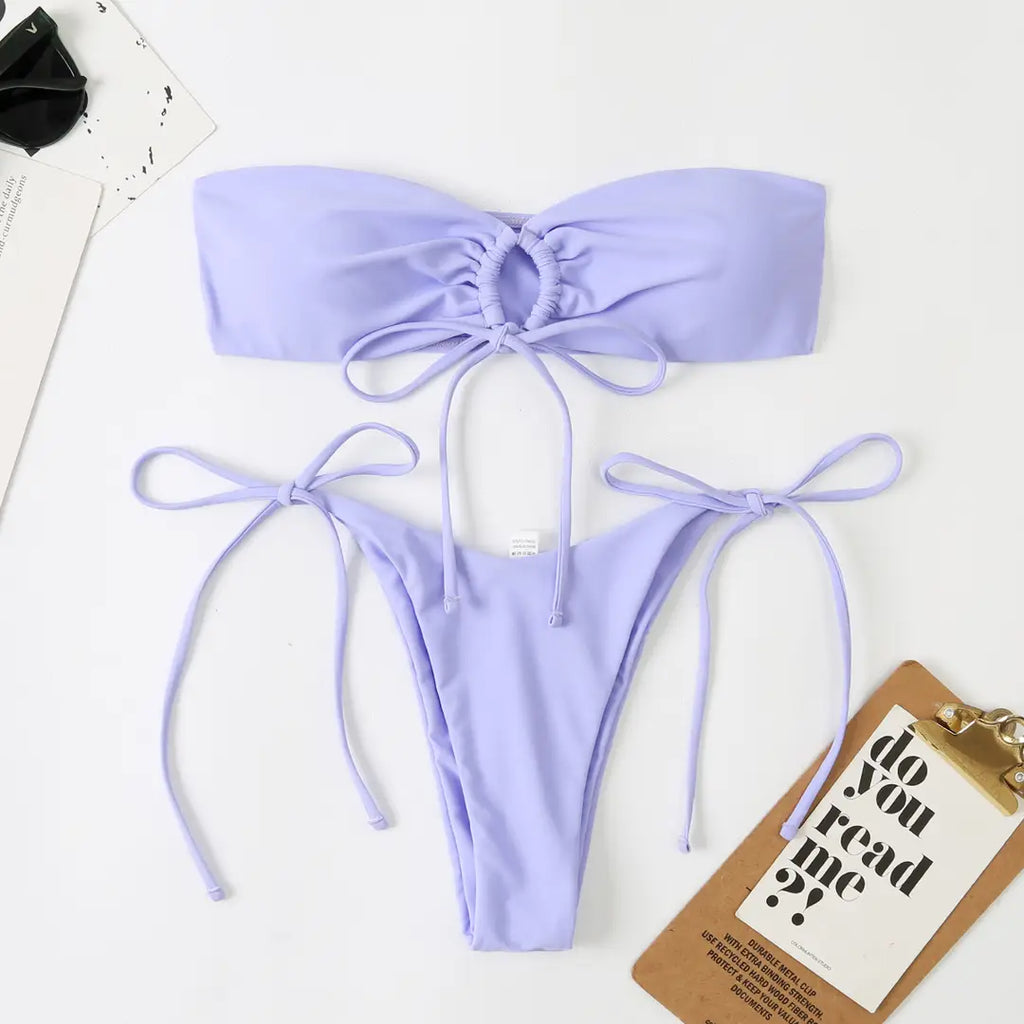 2023 Split Triangle Bikini Set Multicolor Strapless