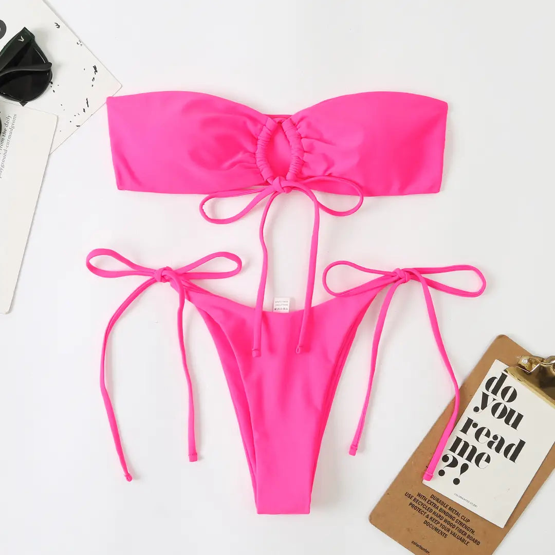 2023 Split Triangle Bikini Set Multicolor Strapless