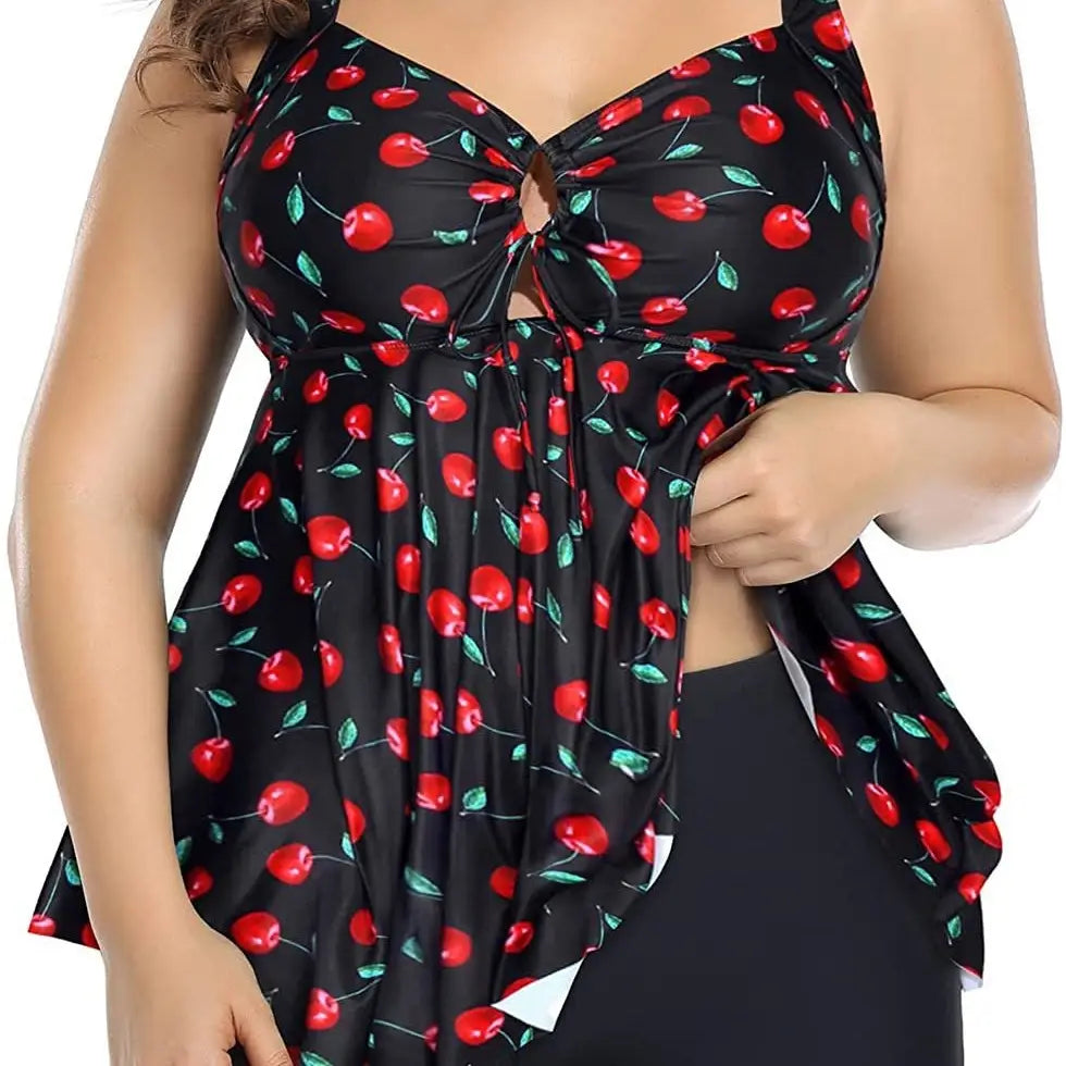 Plus Size Belly Contracting Swimsuit Wine Red