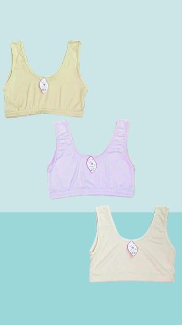 Summer Cotton Bra Tops Pack of 3 Beige Ivory Lilac