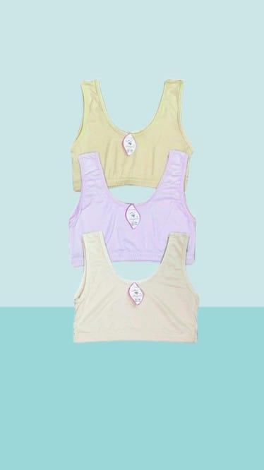 Summer Cotton Bra Tops Pack of 3 Beige Ivory Lilac