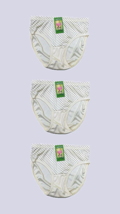3 Pcs Cotton Printed Panties White M L XL