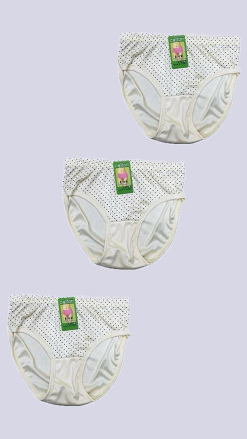 3 Pcs Cotton Printed Panties White M L XL