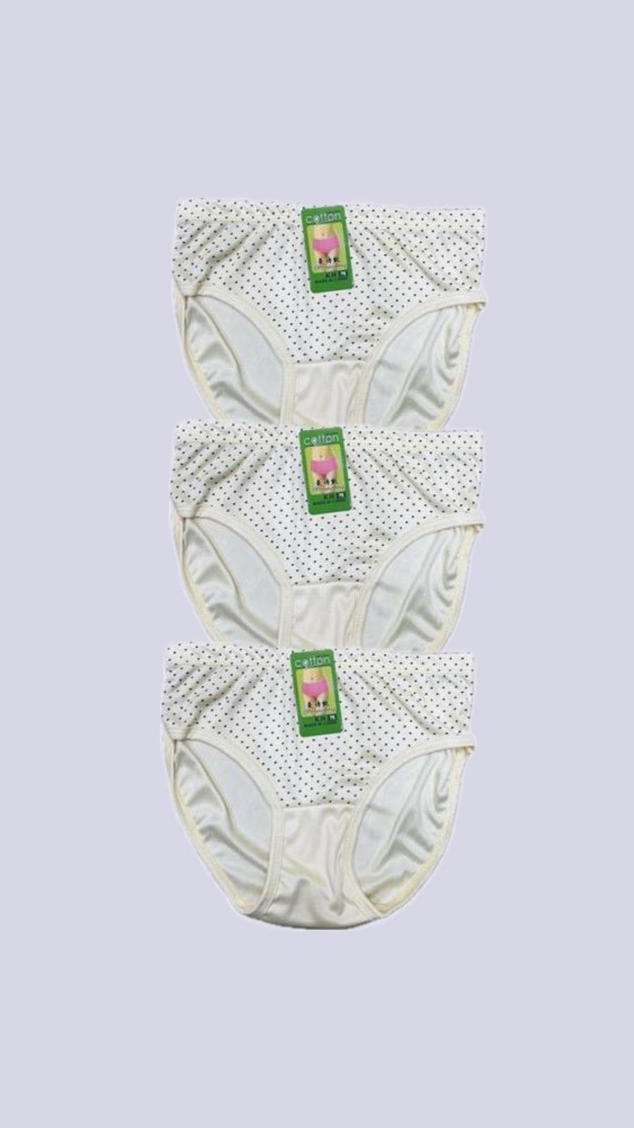 3 Pcs Cotton Printed Panties White M L XL