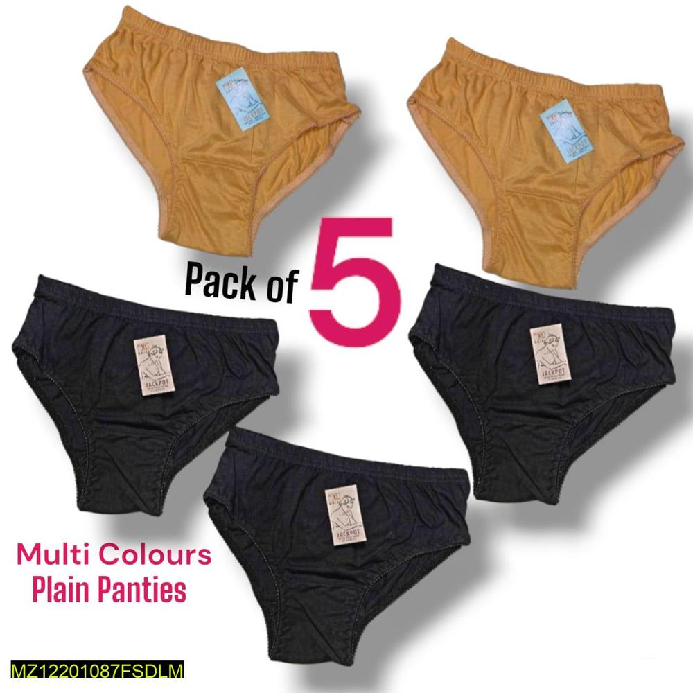 Premium Cotton Plain Panties Pack of 5 Multi Colors