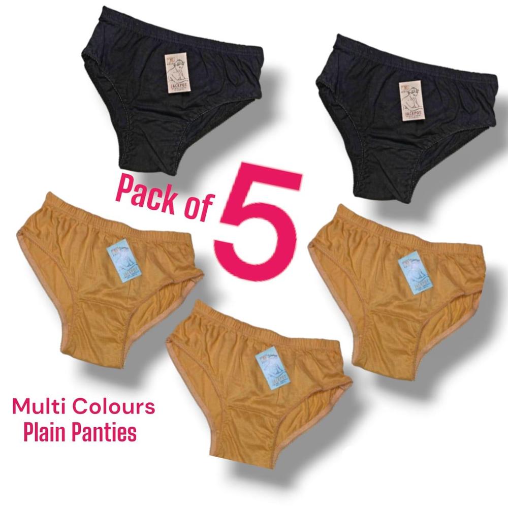 Premium Cotton Plain Panties Pack of 5 Multi Colors