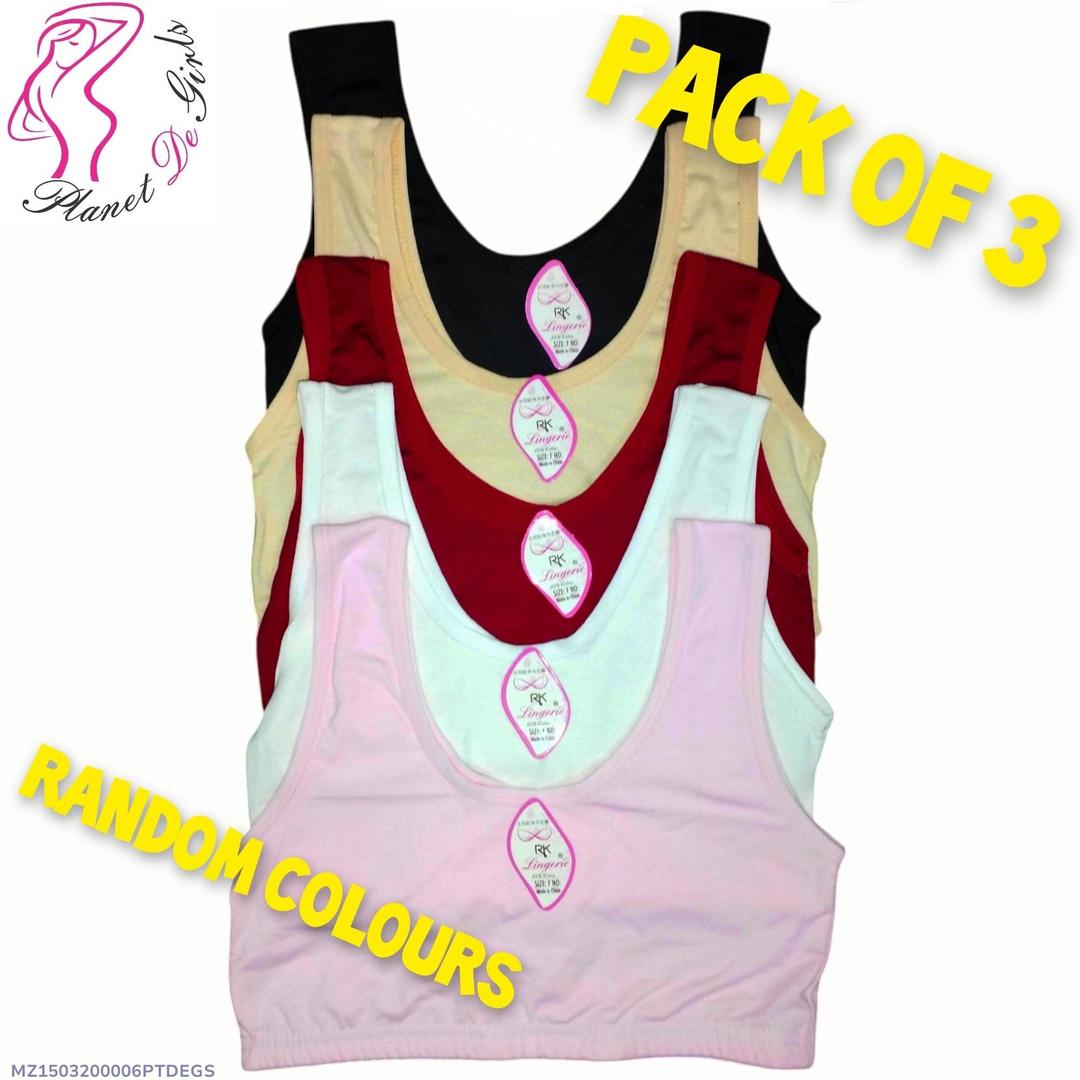 Pack of 3 Cotton Non-Padded Bras for Women