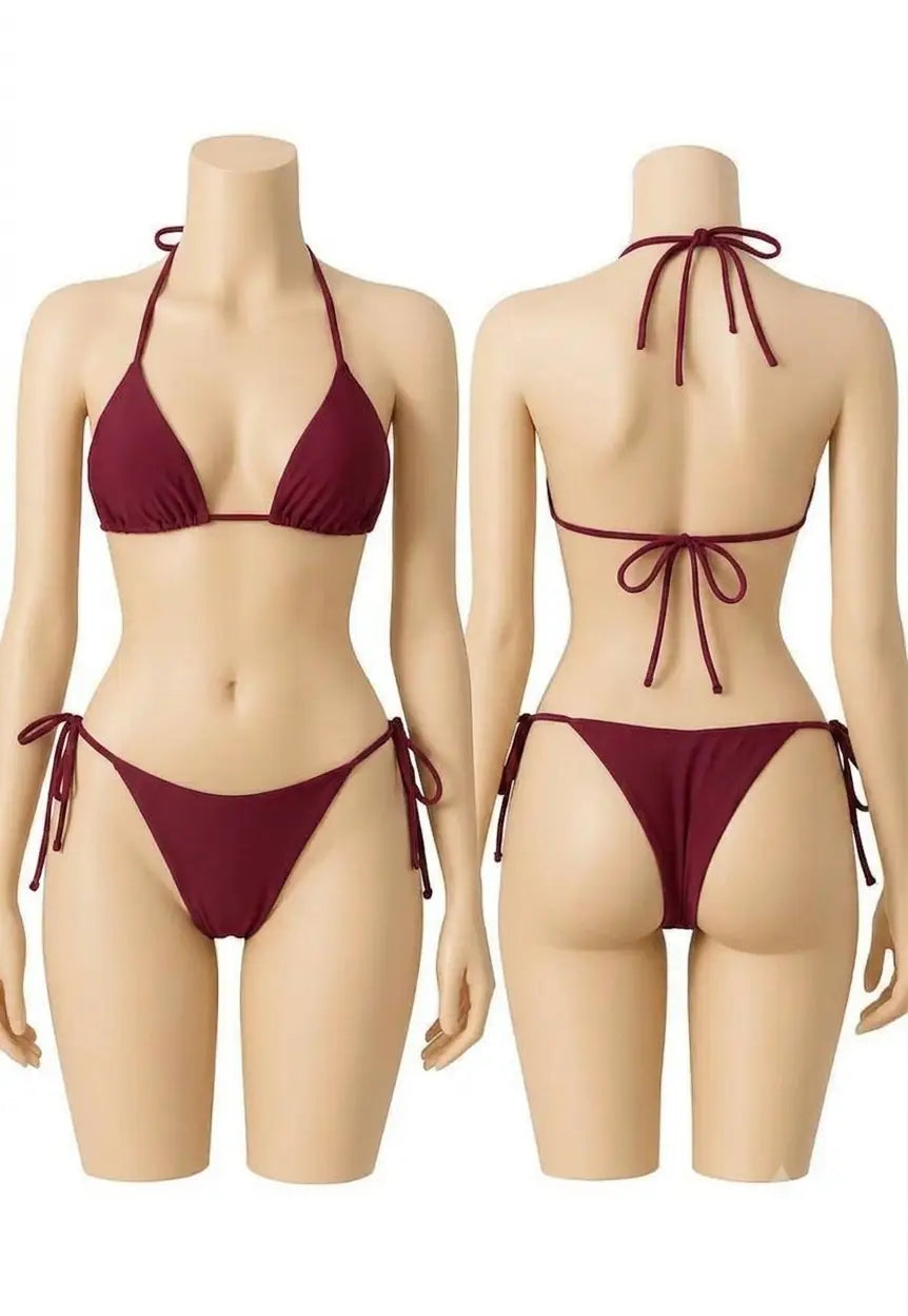 Silk Plain Comfortable And Lightweight Bikini Set / Swim Wear Bikini