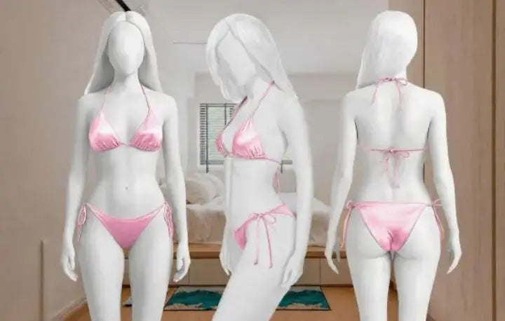 Silk Plain Comfortable And Lightweight Bikini Set / Swimwear Bra / Panty