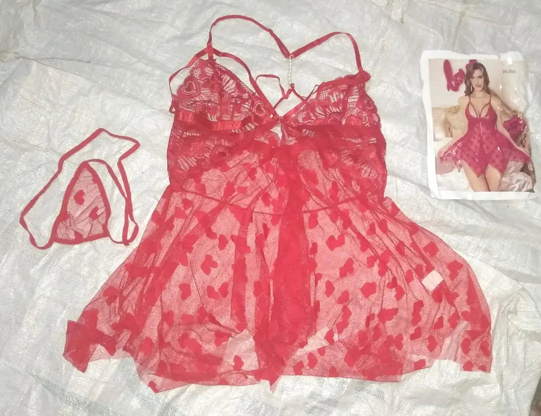 Net Lace Nightwear / Imported Short Nighty & panty