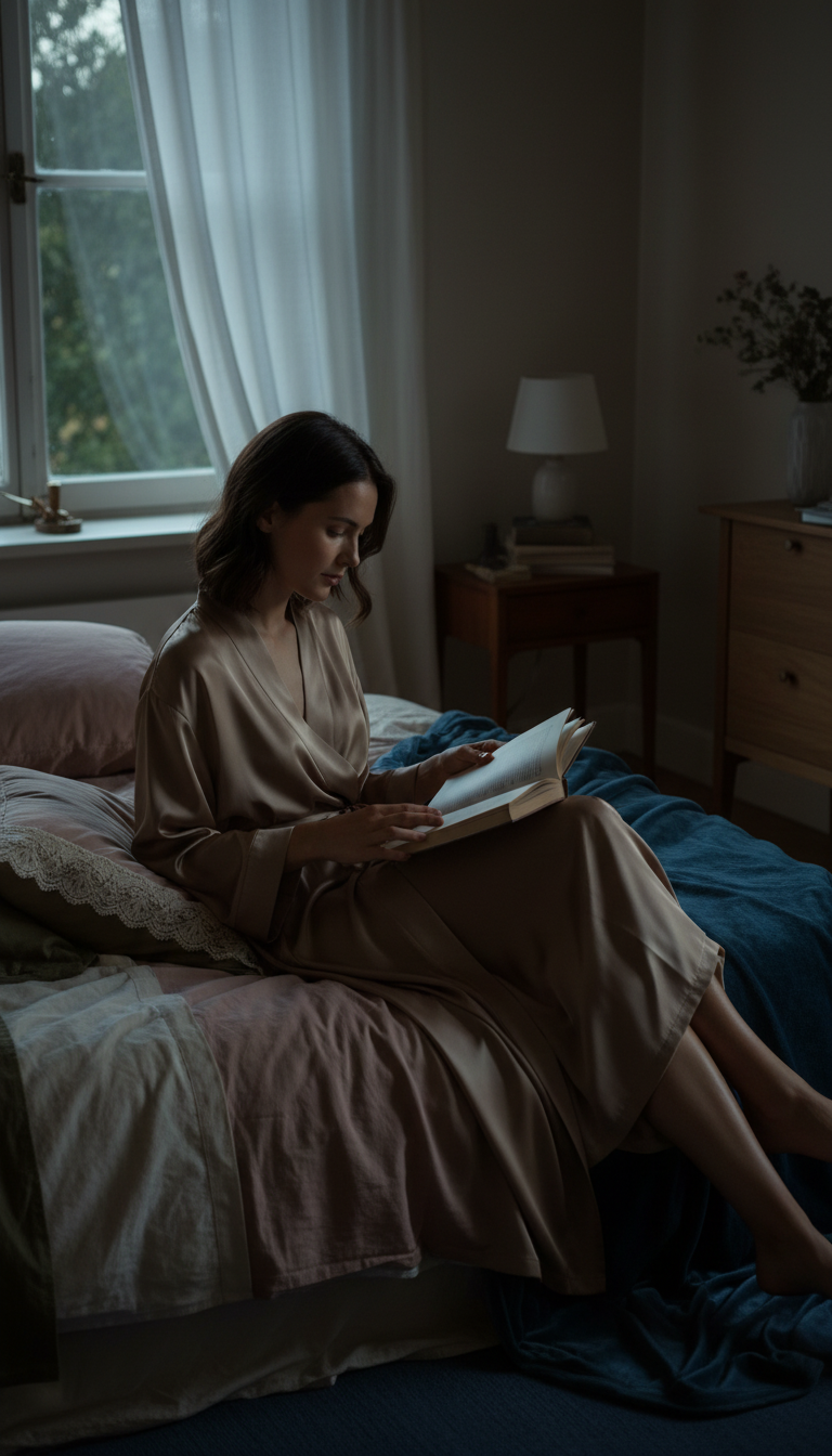 Luxury Silk Robe in use