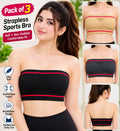 Pack of 3 - Strapless Sports Bra - Soft & Non Padded Bra