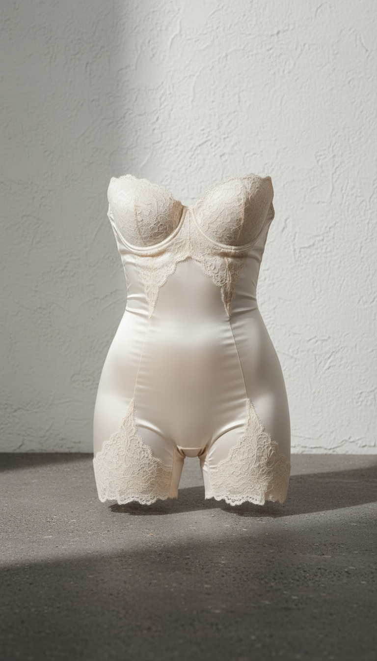 Satin Shapewear with Lace Trim in a new setting