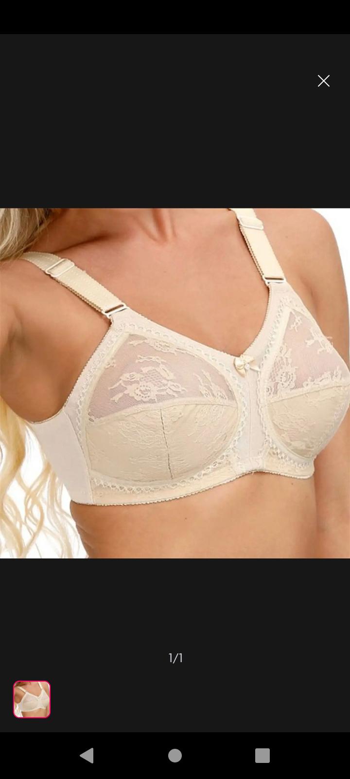 Cotton Embroidered Bra Beige Non-Padded Adjustable