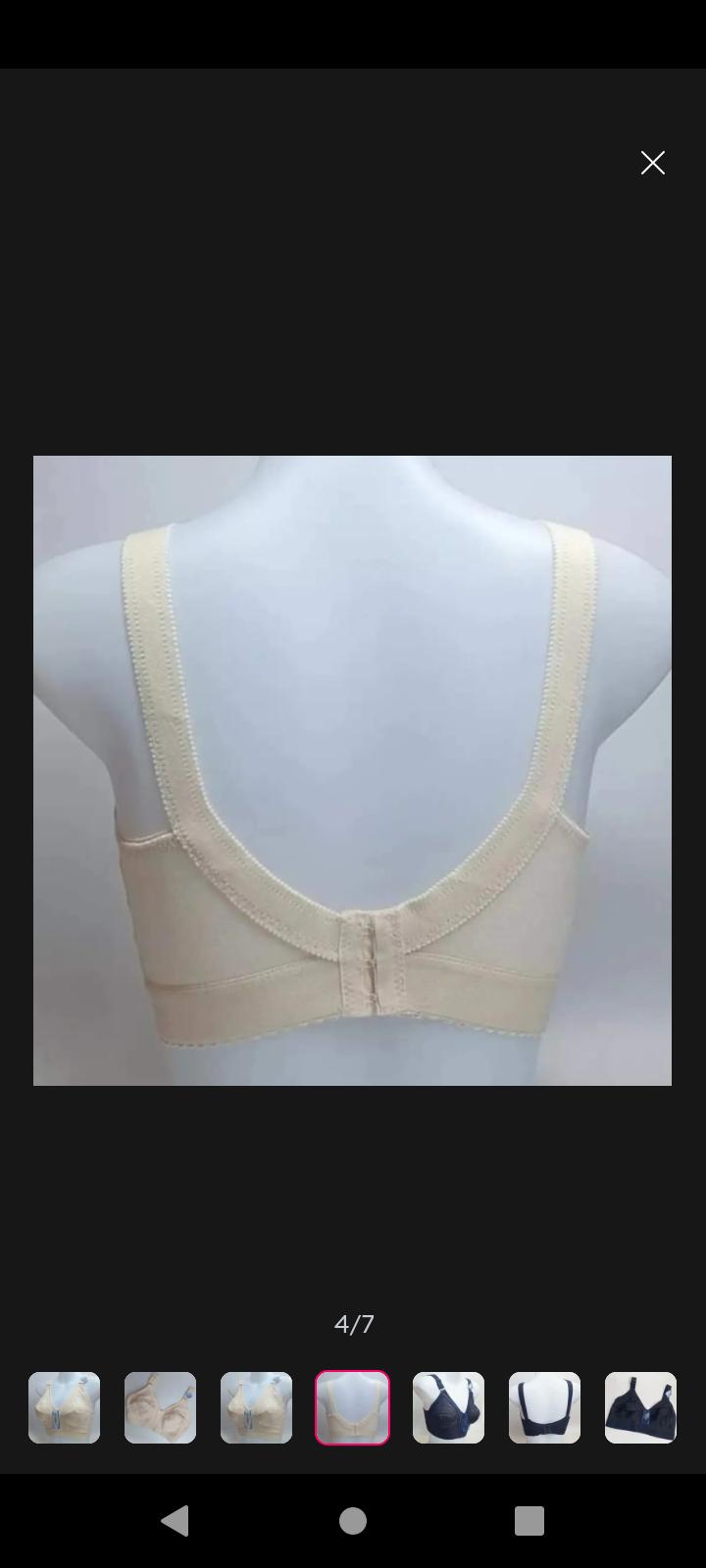 Cotton Embroidered Bra Beige Non-Padded Adjustable