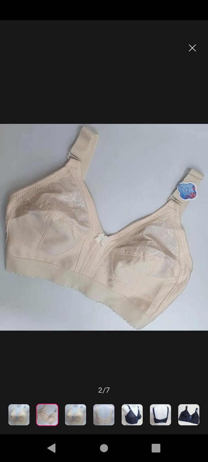 Cotton Embroidered Bra Beige Non-Padded Adjustable