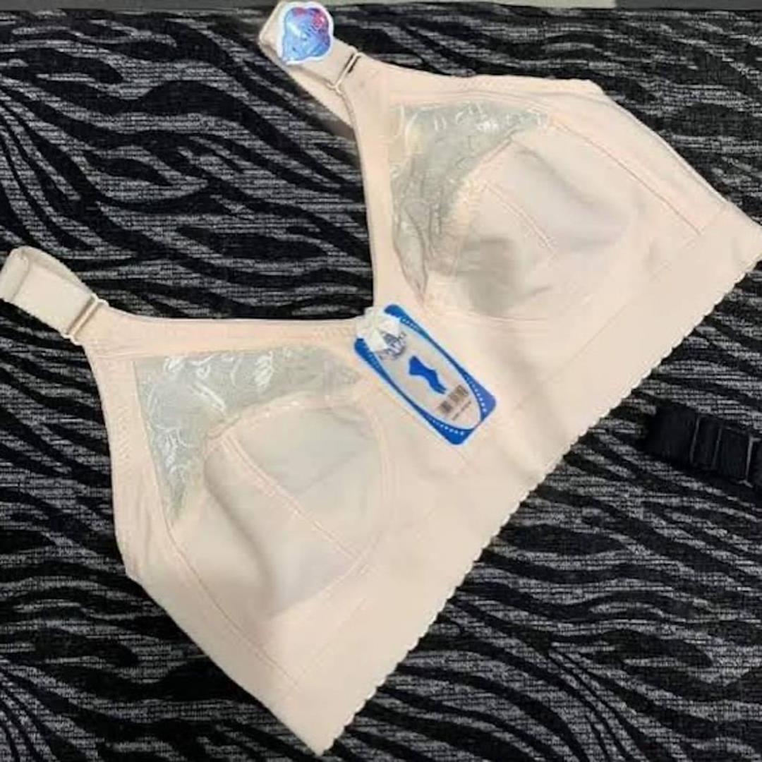 Cotton Embroidered Bra Beige Non-Padded Adjustable